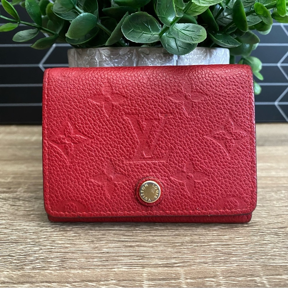 Louis Vuitton Red Monogram Empreinte Envelope Cartes De Visite Card Case